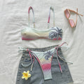 Print Two-Piece Strap Bikini Swimwear Set