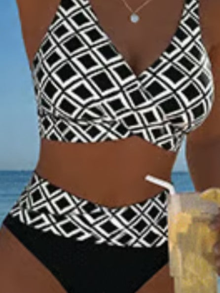 Printed split bikini beach holiday swimsuit