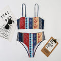High waisted triangle suspender bikini