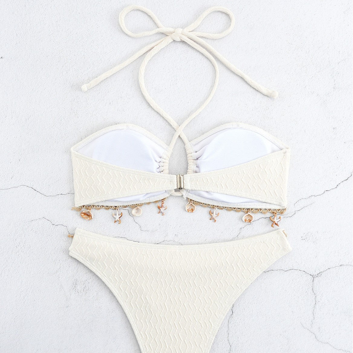 Hanging neck tassel pendant bikini swimsuit for women