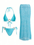 Bikini mesh cover three piece set