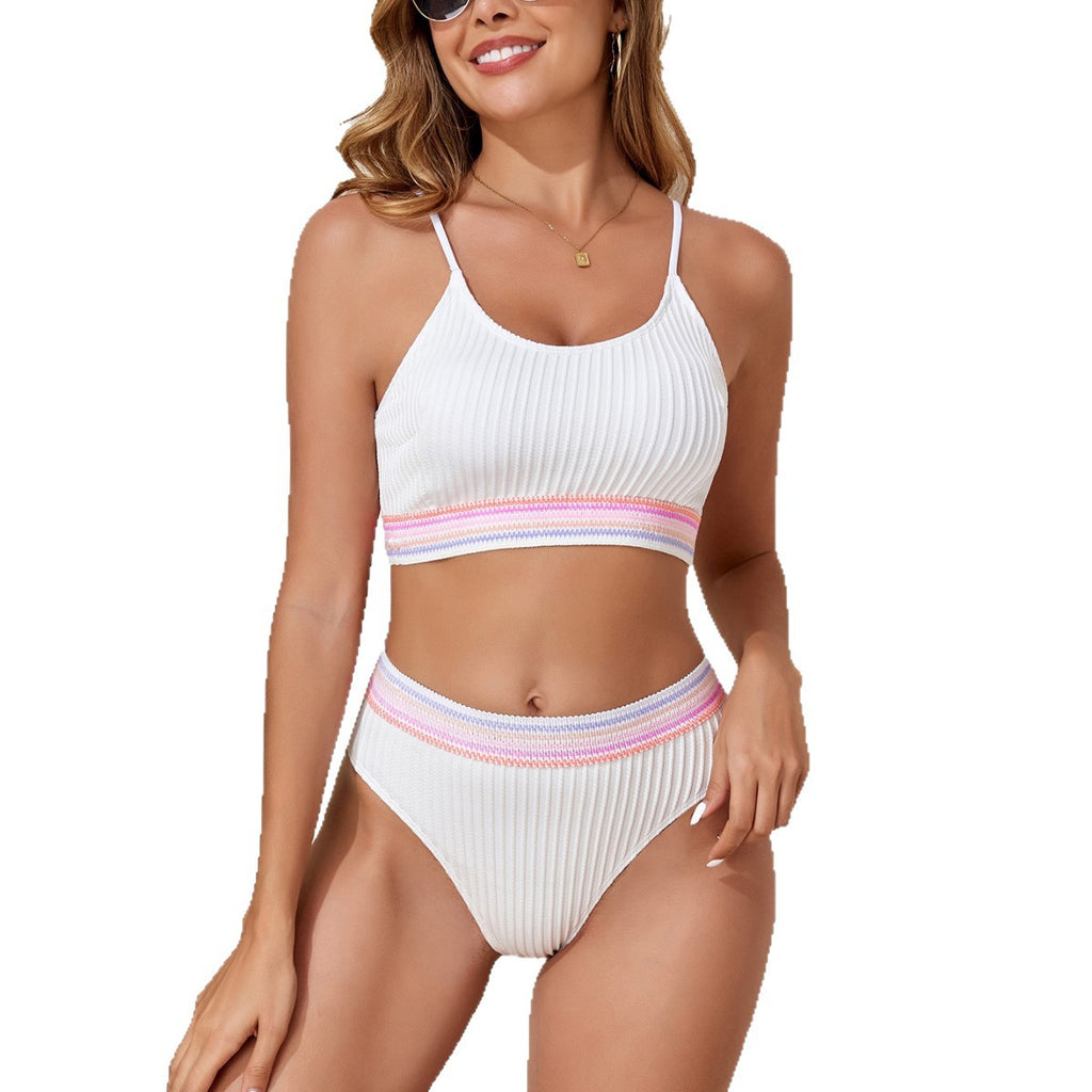 Split two-piece bikini with multiple colors