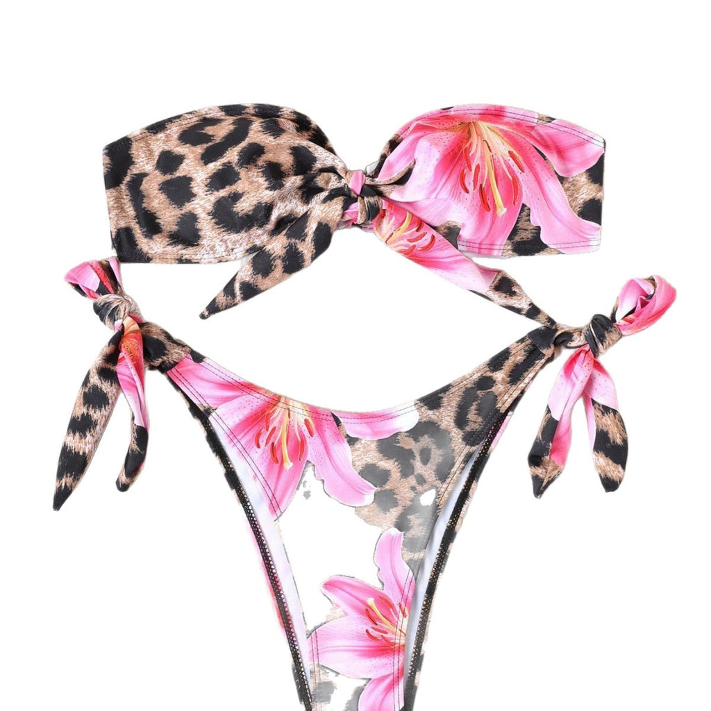 Printed Bikini Set with Belted Design for Women