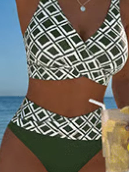 Printed split bikini beach holiday swimsuit