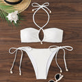 Split swimsuit women gather in solid color bikini