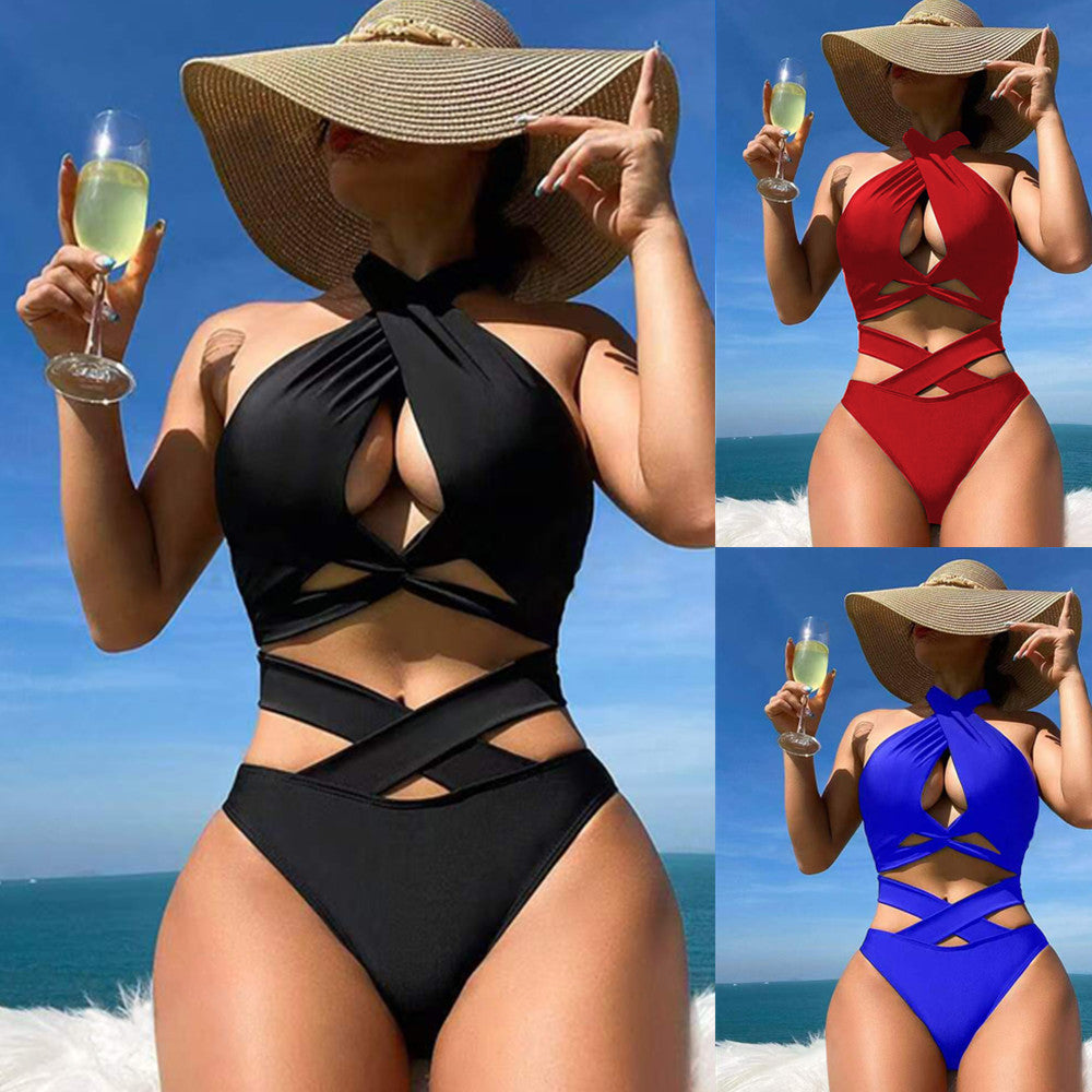 Bikini women's neck hanging cross split