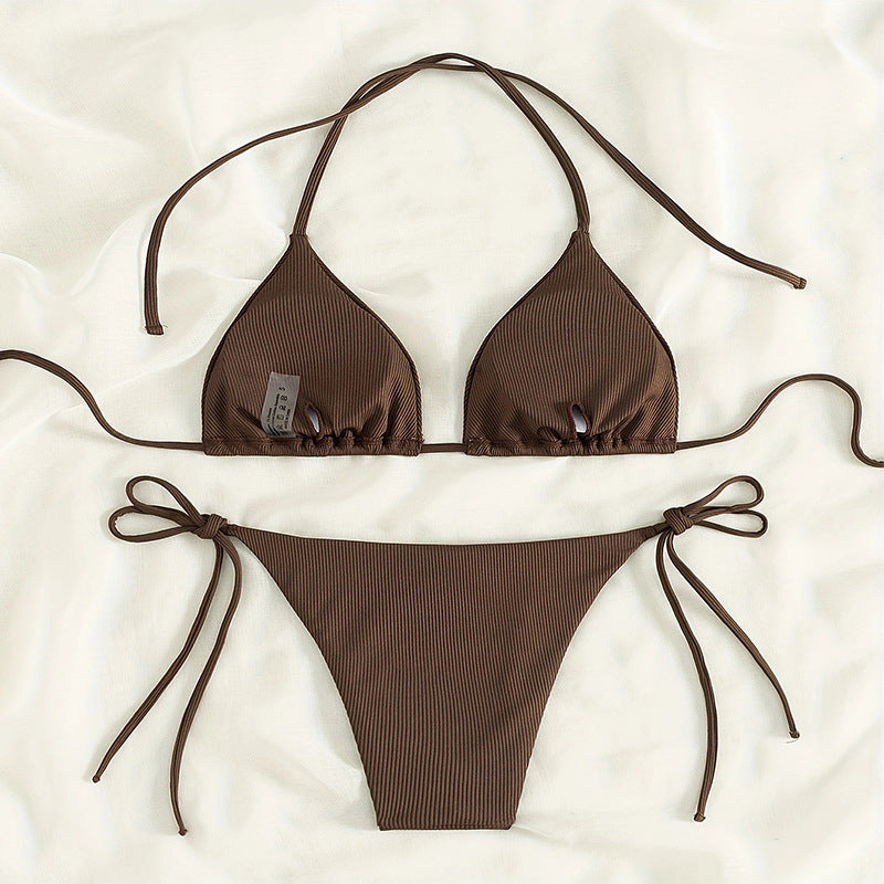 Solid color sexy bikini split swimsuit