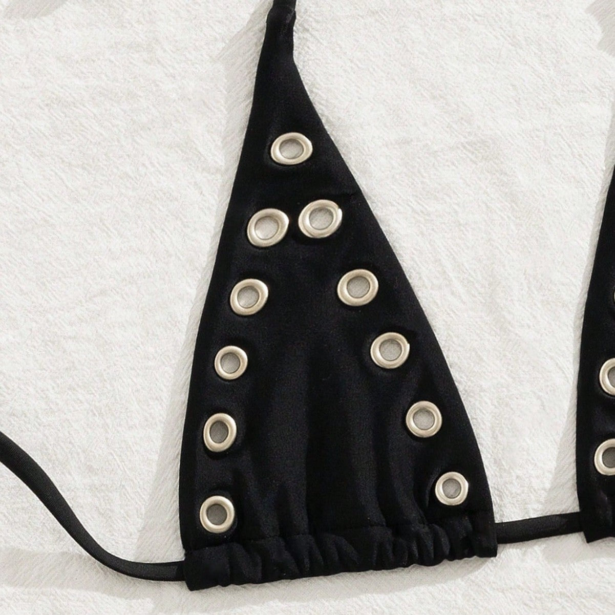 Black neck hanging triangle cup bikini set
