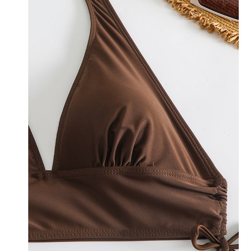 Hanging neck suspender bikini swimsuit for women