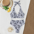 Split floral triangle strap multicolor bikini