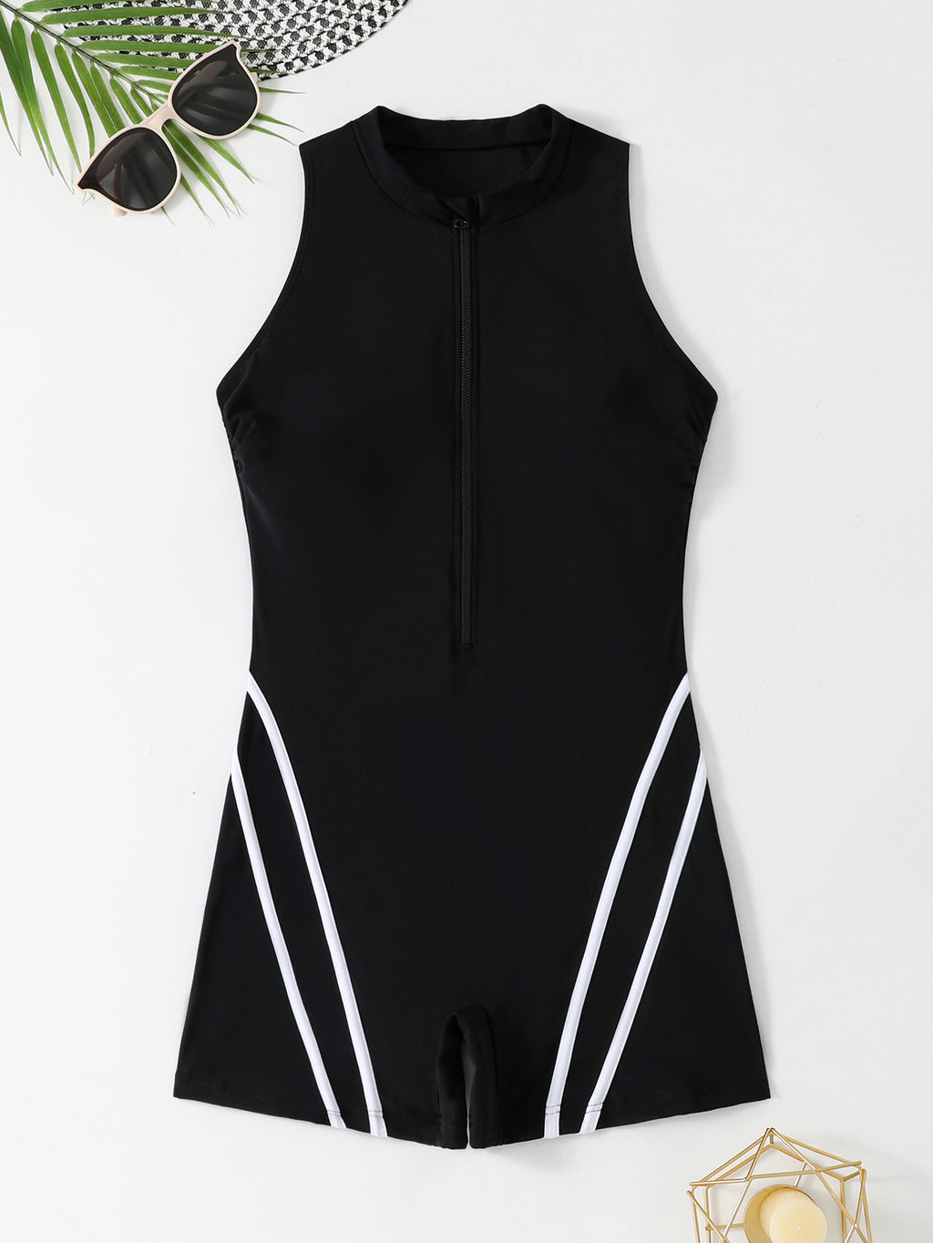 Swimsuit jumpsuit with flat corner pants